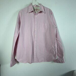 Brooks Brothers Mens XL Pink Striped Button-Up Shirt Supima Cotton Long Sleeve